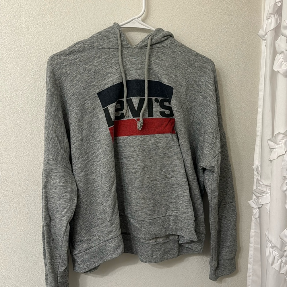 Gray Levi’s Cropped Hoodie Sweatshirt: size L